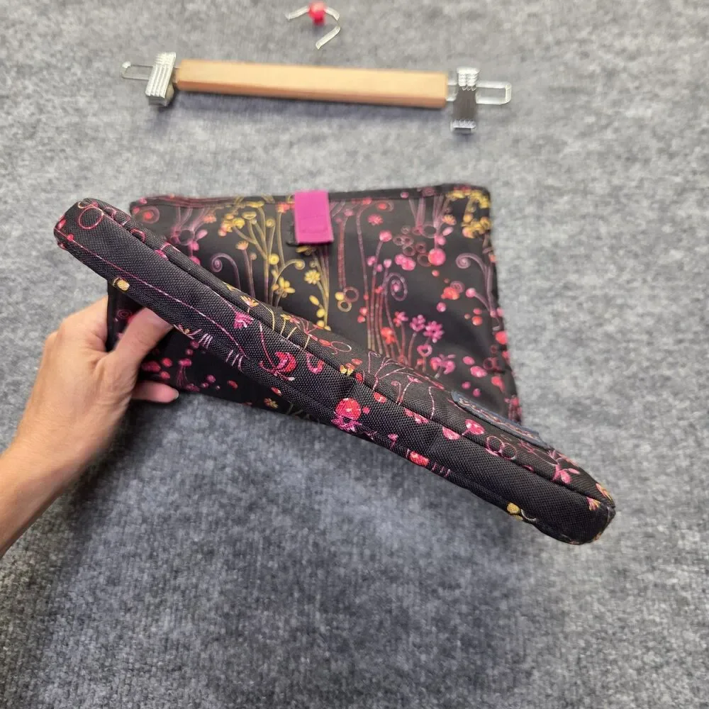 JanSport 15 in Laptop Sleeve Case Black Floral Padded Protective Lining Pink